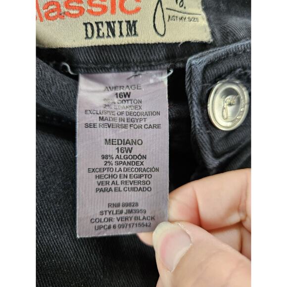 Just My Size Womens Pants Black Size 16W Cotton Blend Stretch Button Zip Pockets - Picture 7 of 12